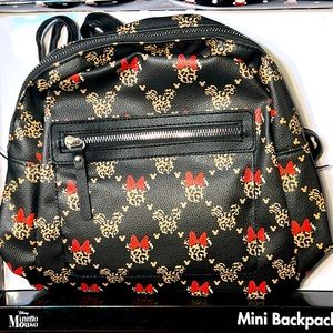 New Disney Mickey & Minnie Mouse Icon Leopard Print Mini Backpack Bag